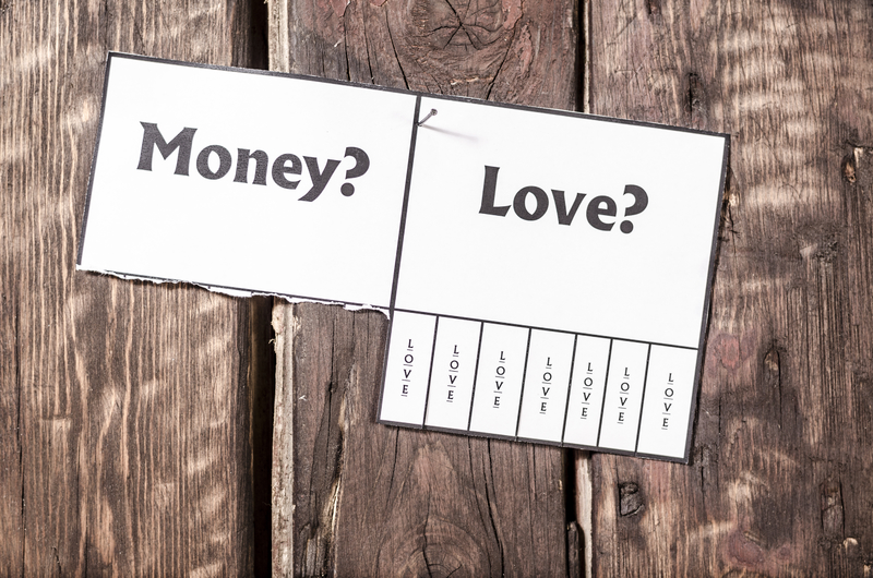 Picture showing words money and love and which is more popular.